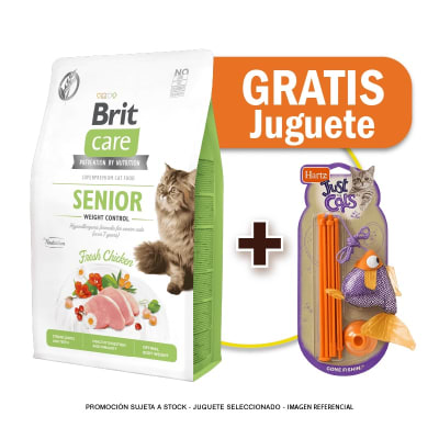 Pack Brit Care Cat Senior Weight Control 2 Kg + Juguete Hartz Gone Fishing de regalo - vcto corto