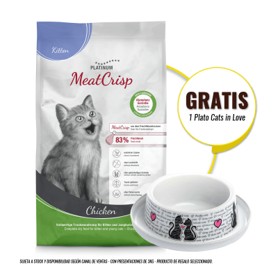 Pack Platinum MeatCrisp Kitten chicken 3 Kg + Plato de regalo