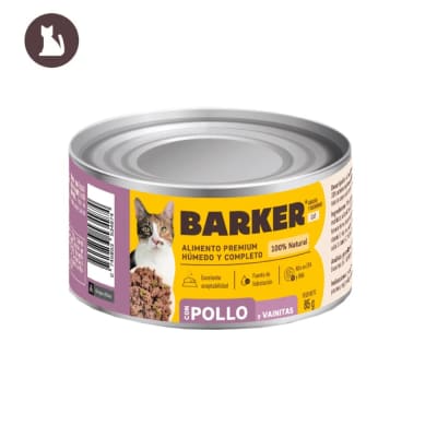 Barker alimento humedo para gato de pollo con vainitas 85 gr