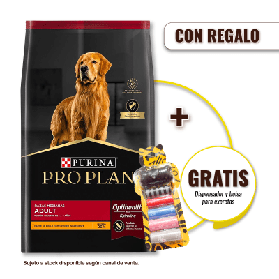 Pack Pro Plan Adult Razas Medianas 15 Kg + Dispensador y Bolsas para Desechos Gratis