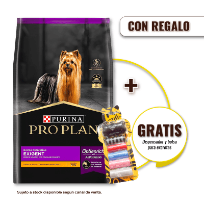 Pack Pro Plan Exigent Dog Small Breed 7.5 Kg + Dispensador y Bolsas para Excretas Gratis