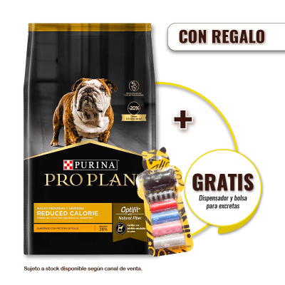 Pack Pro Plan Reduced Calorie Razas Medianas y Grandes 12 Kg + Dispensador y Bolsas para Excretas Gratis