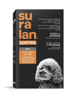 Suralan Quatro antipulga para perro mini de 2.5 a 5 Kg