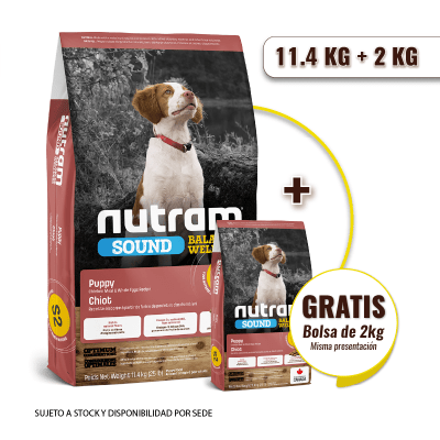 Promo S2 Nutram Sound Puppy 11.4 Kg + 2 kilos de regalo