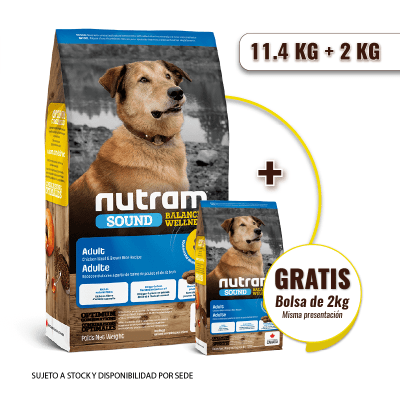Promo S6 Nutram Sound Adult Dog 11.4 Kg + 2 Kg de regalo