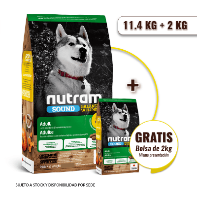 Promo Nutram S9 Sound Lamb Adult Dog 11.4 Kg + 2 Kg de regalo