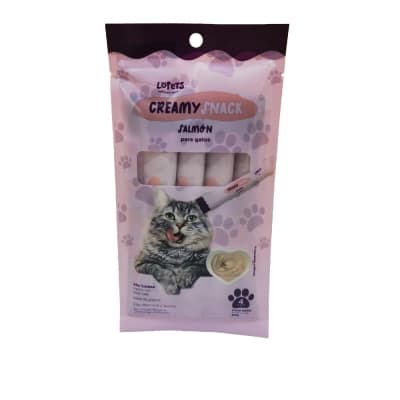 Lopets creamy snacks salmón 60 gr (paquete contiene 4 tubos de 15 gr c/u)