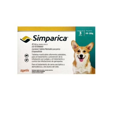 Simparica 40 mg (10 a 20 kg) x 3 tabletas