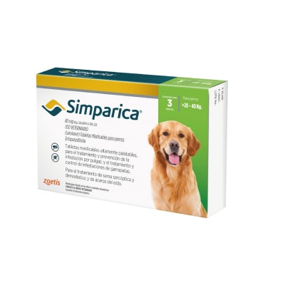 Simparica 80 mg (20 a 40 kg) x 3 tabletas