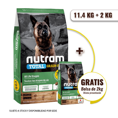 Promo T26 Nutram Total Grain - Free Allergy Lamb Dog 11.4 Kg + 2 Kg de regalo