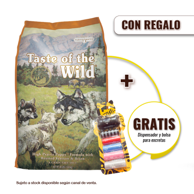 Pack Taste Of The Wild High Prairie Puppy 12.2 Kg + Dispensador y Bolsas para Excretas Gratis