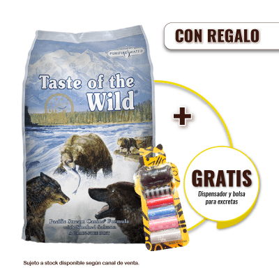 Pack Taste Of The Wild Pacific Stream Canine 12.2 Kg + Dispensador y Bolsas para Excretas Gratis