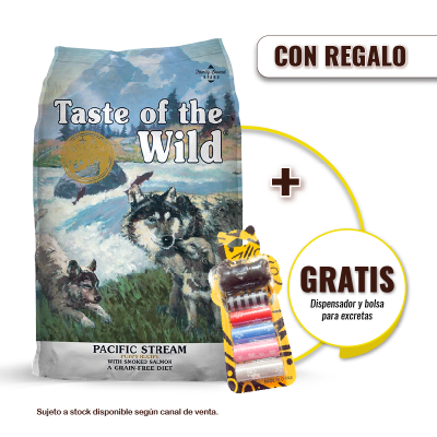 Pack Taste Of The Wild Pacific Stream Puppy 12.2 Kg + Dispensador y Bolsas para Excretas Gratis