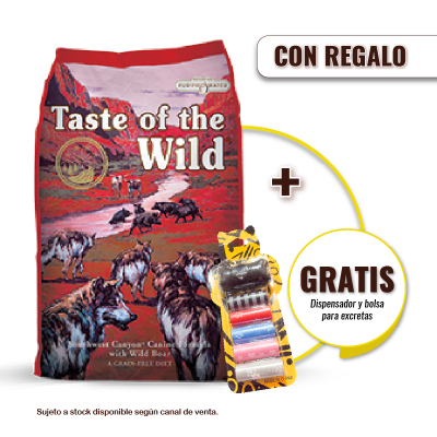 Pack Taste of the wild Southwest Canyon Canine Jabali 12.2 Kg + Dispensador y Bolsas para Excretas G