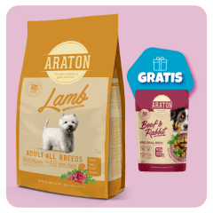Promo Araton dog Adult Lamb All Breeds 3 Kg + Pouch Beef and Rabbit de Regalo