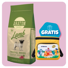 Promo Araton dog Junior Lamb All Breeds 15 Kg + Lonchera Gratis