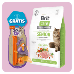 Promo Brit Care Cat Senior Weight Control 2 Kg + Juguete Hartz Gone Fishing de regalo