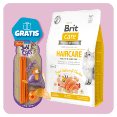 Promo Brit Care Cat Haircare Healthy & Shiny Coat 2 Kg + Juguete Hartz Gone Fishing de regalo