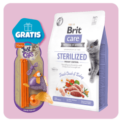 Promo Brit Care Cat Sterilized Weight Control 2 Kg + Juguete Hartz Gone Fishing de regalo