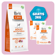 Promo Brit Care Adult Medium Lamb & rice Hypoallergenic 12 kg + 2kg GRATIS