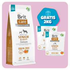 Promo Brit Care Grain - Free Senior & Light Salmon & Potato 12 Kg + 2kg GRATIS