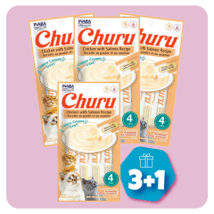 Promo Snacks Churu de pollo con salmon (1 paquete contiene 4 tubos) (3+1)