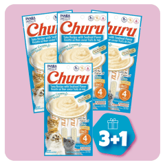 Promo Snacks Churu atun con sabor a marisco (1 paquete contiene 4 tubos) (3+1)