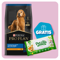 Promo Pro Plan Active Mind Razas Medianas y Grandes 15 Kg + Toallitas Húmedas Gratis