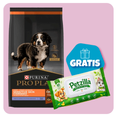 Promo Pro Plan cachorro cordero Sensitive Skin 15 Kg + Toallitas Húmedas Gratis