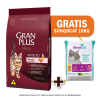 Pack Gran Plus Gato adulto salmón y arroz 10 Kg + Arena de Regalo1