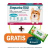 Pack Simparica Trio (10 - 20 Kg) x 3 tabletas + Pañitos Húmedos y Plato GRATIS1