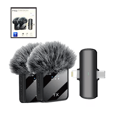 Micrófono 2 en 1 Lavalier Inalámbrico Tipo C y Iphone F15-2