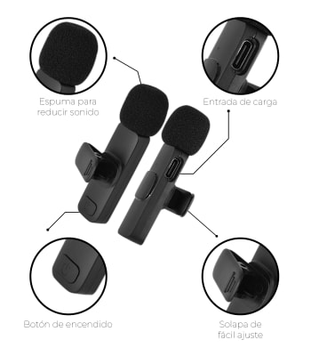 MICRÓFONOS INALÁMBRICO SOLAPA LAVALIER PARA CELULAR USB-C