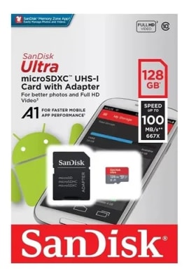 MEMORIA MICRO SD 128GB SANDISK 100 MB CLASS 10 MEMORIA MICRO SD 128GB SANDISK 100 MB CLASS 10
