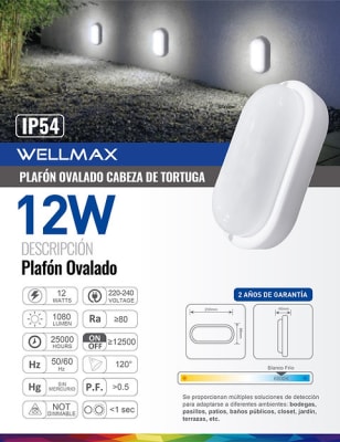 PLAFON LED CABEZA DE TORTUGA OVALADA 12W