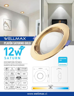 PLAFON SATURNO 12W 4000K BLANCO NEUTRO GOLD COLOR
