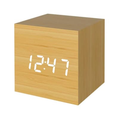 RELOJ DESPERTADOR DIGITAL MADERA