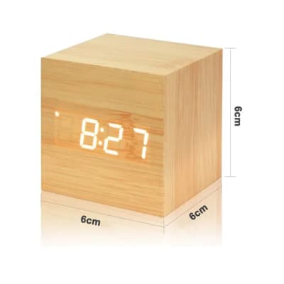 RELOJ DESPERTADOR DIGITAL MADERA