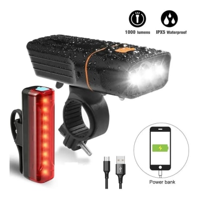 LUZ RECARGABLE IMPERMEABLE PARA BICICLETA - 1000 LÚMENES TL210