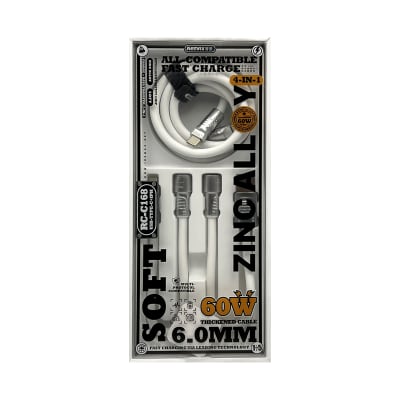 CABLE DE CARGA RAPIDA 4 EN 1 60W 1.5MTS BLANCO RC-C168
