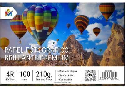 Papel Foto Glossy 10x15 (4x6) 210g 100 Hojas 4R