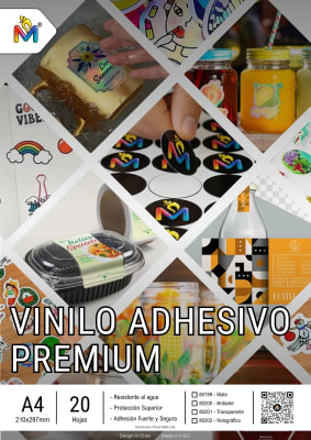 Papel Vinilo Mate Blanco Adhesivo 20 Hojas 80um A4