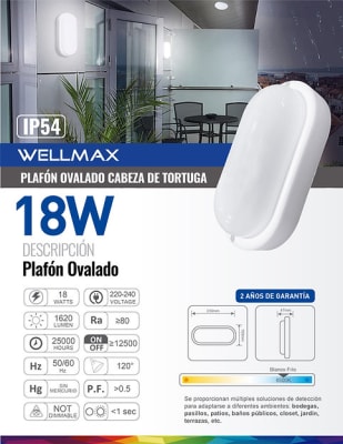 PLAFON LED CABEZA DE TORTUGA OVALADA 18W