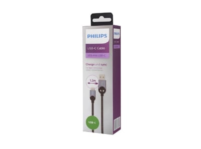 CABLE USB - C 1.2 MTS TRENZADO GRIS DLC2628T PHILIPS CABLE USB - C 1.2 MTS TRENZADO GRIS DLC2628T PHILIPS