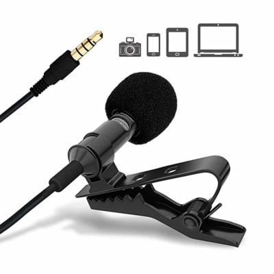 MICROFONO DE SOLAPA / LAVALIER CONEXIÓN 3,5 Y ADAPTADOR