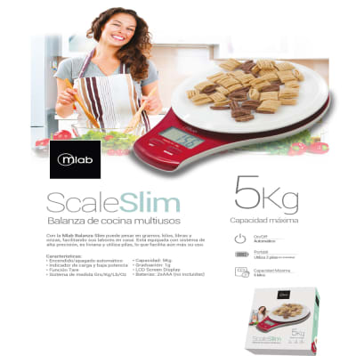 BALANZA SLIM HASTA 5KG PREMIUM DE COCINA MLAB