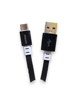 CABLE PHILIPS USB 3.0 A USB-C - 2,4 AMP 1M CABLE PLANO - BLACK
