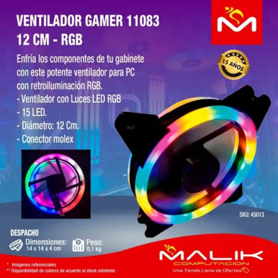 VENTILADOR GAMER PARA GABINETE RGB DINON 11083