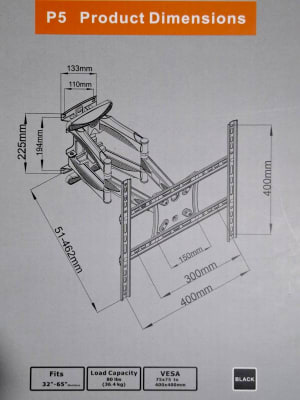 SOPORTE TV DOBLE BRAZO ARTICULADO 32-65¨ 36.4kg P5