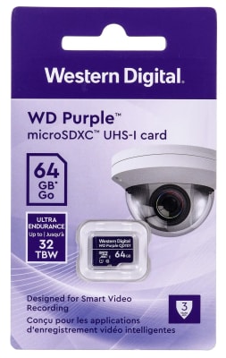 WD PURPLE MICRO SD 64GB SURVEILLANCE MEMORY UHS-I CARD